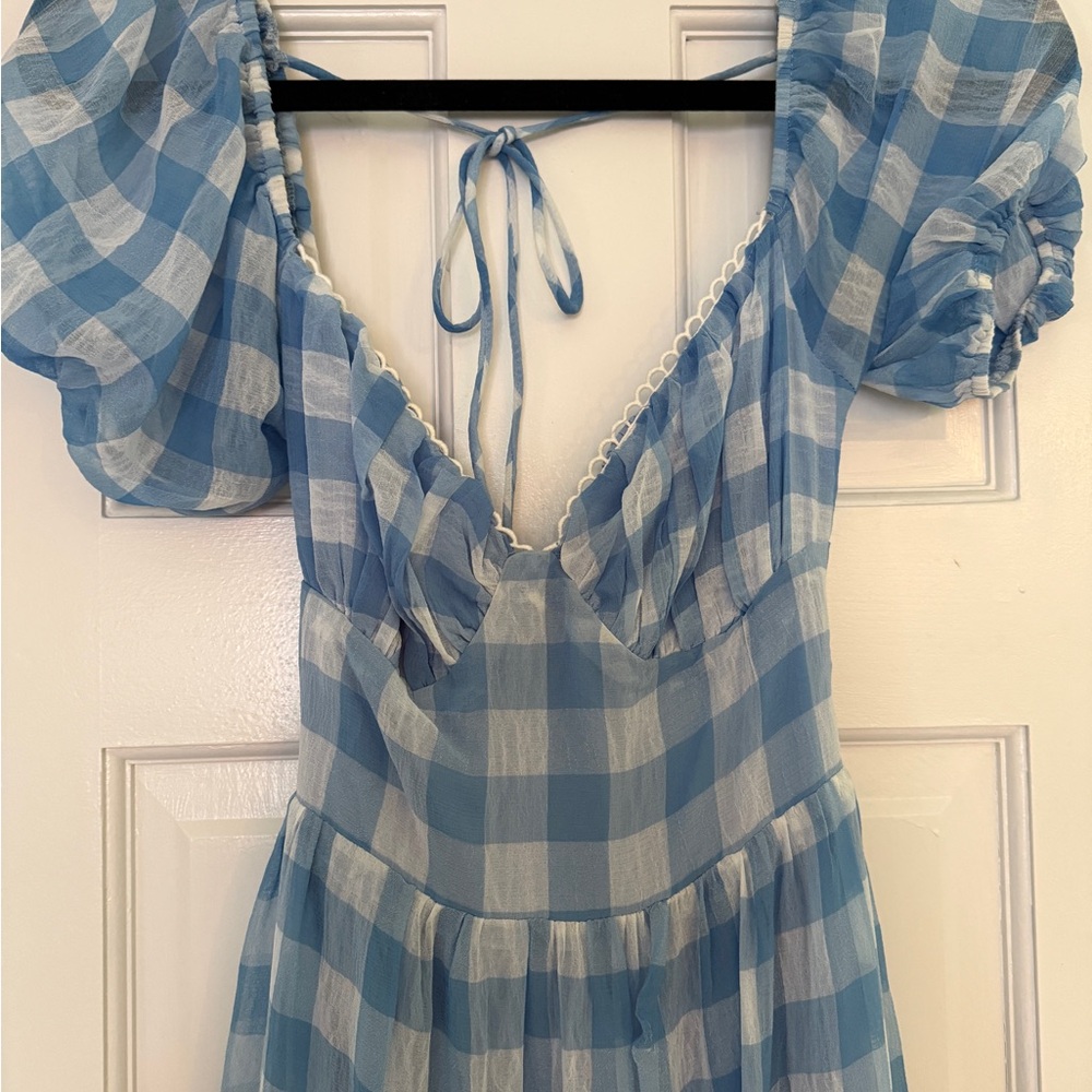 Princess Polly Blue Gingham Midi Dress - Picture 3 of 6
